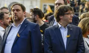 Imagen de archivo de Carles Puigdemont y Oriol Junqueras.