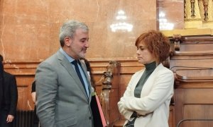 El alcalde de Barcelona, Jaume Collboni, con la líder de ERC en la corporación municipal, Elisenda Alamany, en una foto de archivo.