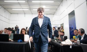 El candidato de Junts a la Generalitat de Catalunya, Carles Puigdemont, a 13 de mayo de 2024, en Argelès, Francia.