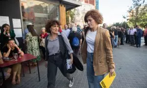 La regidora y número uno en el ayuntamiento de Barcelona por Esquerra, Elisenda Alamany, a su llegada al congreso extraordinario de ERC.