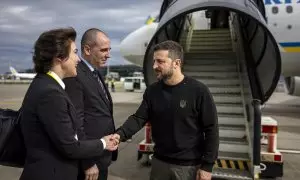 El presidente de Ucrania, Volodímir Zelenski, llega al aeropuerto de Zurich para la Cumbre de Paz en Suiza, a 14 de junio de 2024.