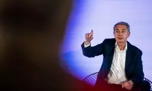 El expresidente del Gobierno, José Luis Rodríguez Zapatero, durante un encuentro organizado por UGT, a 22 de mayo de 2024, en Alcalá de Henares.