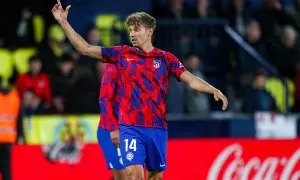 El futbolista Marcos Llorente antes de un partido del Atlético de Madrid.