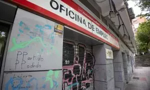 Fachada de una oficina del SEPE en Madrid.