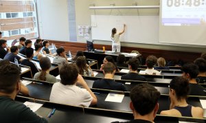 Aula de la Pompeu Fabra el primer dia de les PAU