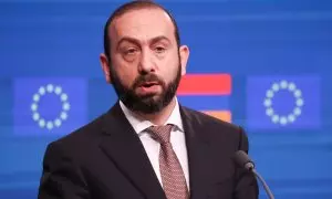 21/06/2024 El Ministro de Asuntos Exteriores de Armenia, Ararat Mirzoyan, habla durante una rueda de prensa en Bruselas. Foto de archivo.