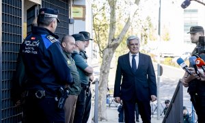 El actual presidente de la Real Federación Española de Fútbol, Pedro Rocha, a su llegada a un juzgado en Majadahonda, Madrid, a 12 de abril de 2024.