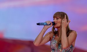 La cantante Taylor Swift durante la primera de sus dos actuaciones en el Estadio Santiago Bernabéu.