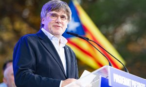 El expresidente de la Generalitat de Catalunya,  Carles Puigdemont, durante un mitin.