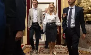 Íñigo Errejón y Yolanda Díaz, este miércoles en el Congreso.