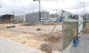 Obras de la promoción 'Residencial Puerta Jerez', en Sevilla (Andalucía, España).