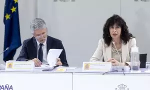 El ministro del Interior, Fernando Grande-Marlaska, y la ministra de Igualdad, Ana Redondo, durante el Comité de crisis institucional ante el repunte de asesinatos por violencia de género, en la sede del Ministerio de Igualdad, a 2 de julio de 2024, en Ma