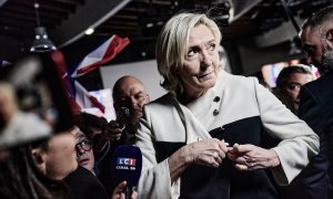 La ultraderechista Marine Le Pen durante la noche de las elecciones legislativas en Francia.