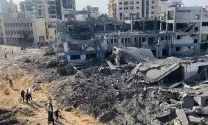 14/07/2024 Un edificio de la UNRWA derruido tras los ataques israelíes en la Franja de Gaza.