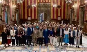 Foto de família durant la presentació del nou Pla estratègic de ciència i innovació de l'Ajuntament de Barcelona