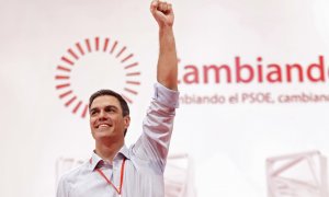 El presidente del Gobierno, Pedro Sánchez, al ser nombrado secretario general del PSOE en julio de 2014.