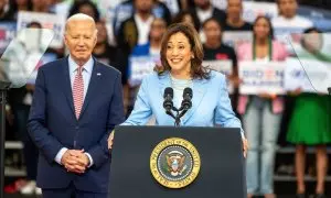 Imagen de archivo del actual presidente de EEUU, Joe Biden, y la vicepresidenta, Kamala Harris, en un mitin en Filadelfia.