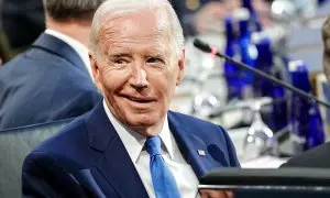 El presidente de Estados Unidos, Joe Biden, participa en la sesión de trabajo de la Cumbre de la Organización del Tratado del Atlántico Norte (OTAN), a 11 de julio de 2024.