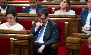 Foto de archivo del primer secretario del PSC, Salvador Illa, durante una sesión plenaria, en el Parlament de Catalunya, a 11 de julio de 2024, en Barcelona.