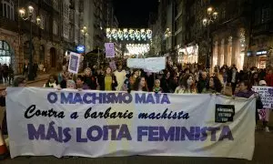 02/08/2024 Centenares de personas durante una marcha por la eliminación de la violencia contra las mujeres en Vigo, Galicia. Foto de archivo.