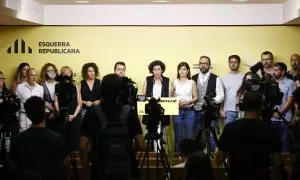 Rueda de prensa de ERC para informar de los resultados definitivos de la consulta a la militancia sobre la investidura de illa, a 2 de agosto de 2024, en Barcelona.