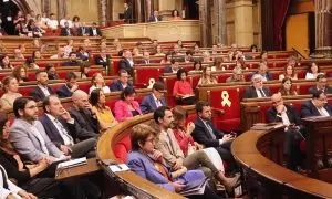 Pla general de l'hemicicle del Parlament en un ple a finals de juliol