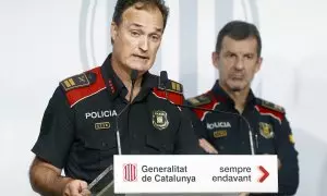 El comisario jefe de los Mossos d,Esquadra, Eduard Sallent, durante la rueda de prensa para explicar el operativo para detener a Puigdemont.