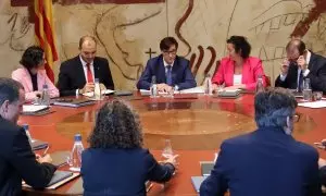 El president Illa presideix la primera reunió del Consell Executiu aquest dimarts al Palau de la Generalitat.