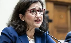 La rectora de la Universidad de Columbia, Minouche Shafik, en una reunión ante el Congreso de EEUU para aclarar la situación de las protestas en el campus, a 17 de abril de 2024.