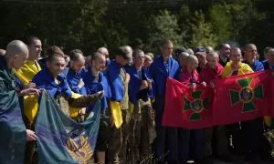 24 de agosto de 2024. Algunos de los 115 soldados ucranianos entregados al Ejército del país, el 24 de agosto de 2024.