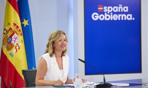 La ministra Portavoz, Pilar Alegría, durante una rueda de prensa posterior a la reunión del Consejo de Ministros, en el Palacio de La Moncloa, a 27 de agosto de 2024.