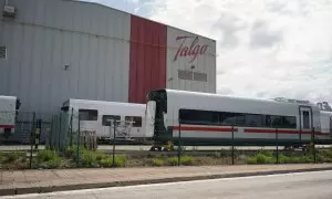 Fachada de la planta de Talgo, a 29 de agosto de 2024, en Rivabellosa, Álava, País Vasco (España).