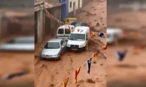 El pueblo de Herrera de los Navarros (Zaragoza) sufre grandes riadas e inundaciones a causa de la DANA.