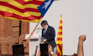 El expresident de Catalunya, Carles Puigdemont, durante el acto que protagonizó el 8 de agosto en Barcelona.