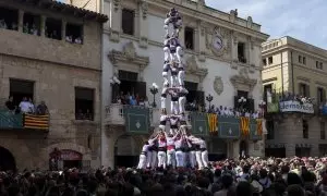 30/08/2024 Casteller de la Diada de Sant Fèlix, a 30 de agosto de 2024, en Vilafranca del Penedès, Barcelona, Catalunya.