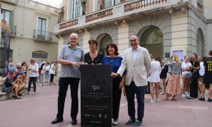 D'esquerra a dreta, el president dels Amics dels Museus Dalí, Carles Ayats, la directora dels Museus Dalí, Montse Aguer, la regidora de Cultura, Mariona Seguranyes i el de Promoció Econòmica, Manel Rodríguez