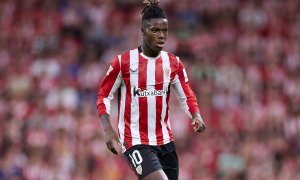 El futbolista del Athletic Club Nico Williams durante un partido en Bilbao.