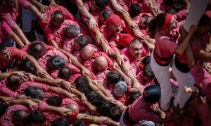 El 4 de 9 sense folre carregat per la Colla Vella Xiquets de Valls per Sant Fèlix a Vilafranca del Penedès