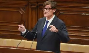 El president de la Generalitat, Salvador Illa, durante el primer pleno desde que fuera elegido presidente de la Generalitat, en el Parlament, a 5 de septiembre de 2024, en Barcelona, Catalunya (España). Imagen de archivo.