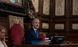 El alcalde de Barcelona, Jaume Collboni, durante un pleno en el Ayuntamiento de Barcelona. E.P./David Zorrakino / Europa Press