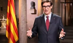 El president de la Generalitat, Salvador Illa, durant el missatge institucional amb motiu de la Diada Nacional