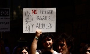 Manifestación por la dificultad de encontrar una vivienda para alquilar en la ciudad, a 29 de junio de 2024 en Málaga (Andalucía, España).