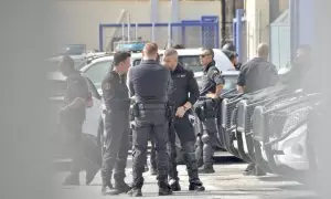 Agentes de la Guardia Civil en la frontera del Tarajal, a 15 de septiembre de 2024.