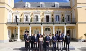 Los presidentes autonómicos del PP junto a Alberto Núñez Feijóo en su encuentro del pasado 6 de septiembre en Madrid.