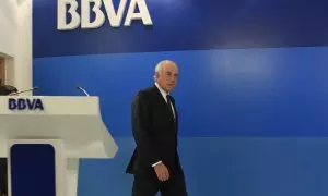 El entonces presidente del BBVA, Francisco González, tras la presentación de los resultados del banco correspondientes a 2011, en Madrid. E.P./Marta Fernández / Europa Press