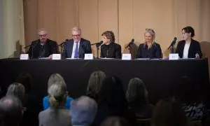 Rueda de prensa del equipo de abogados que representa a las 37 exempleadas de Harrods que sufrieron violencia sexual, en Londres, a 20 de septiembre de 2024.