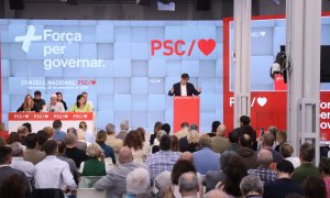 El primer secretari del PSC i president de la Generalitat, Salvador Illa, durant una intervenció al Consell Nacional del partit.