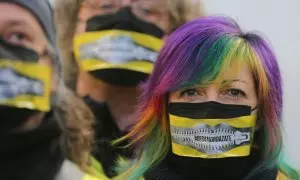 Imagen de archivo de una protesta contra la ley mordaza en Madrid.