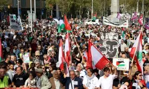 Manifestació a favor de Palestina i el Líban a Barcelona.