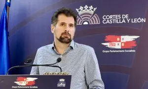 El secretario del PSOE en Castilla y León, Luis Tudanca, durante una rueda de prensa, a 6 de febrero de 2024, en Valladolid,